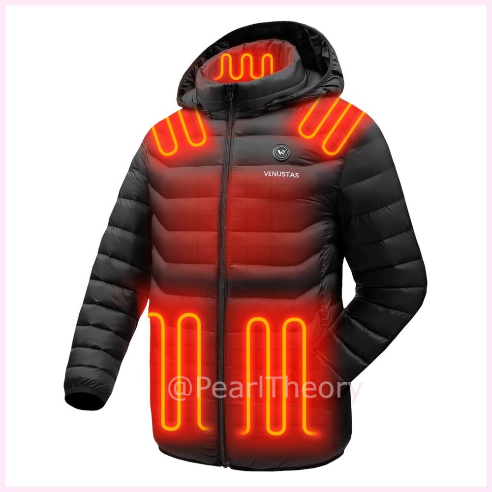 Unisex Heated Jacket with Battery Pack, Lightweight Water-Resistant Coat
